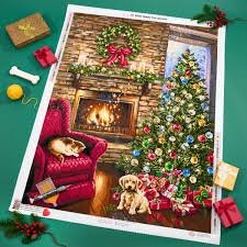 christmas diamond painting kit fireplace scene