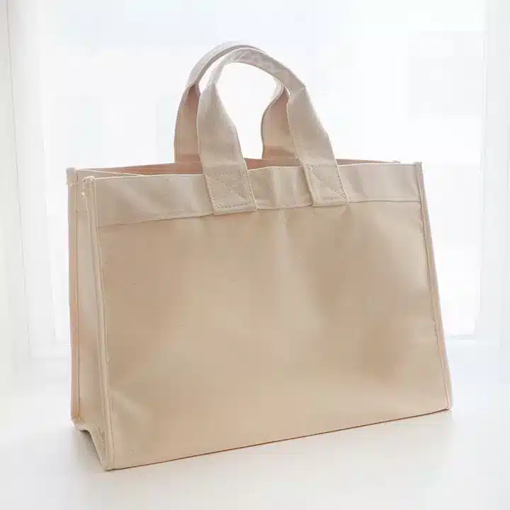 Canvas shopping bags with reinforced construction