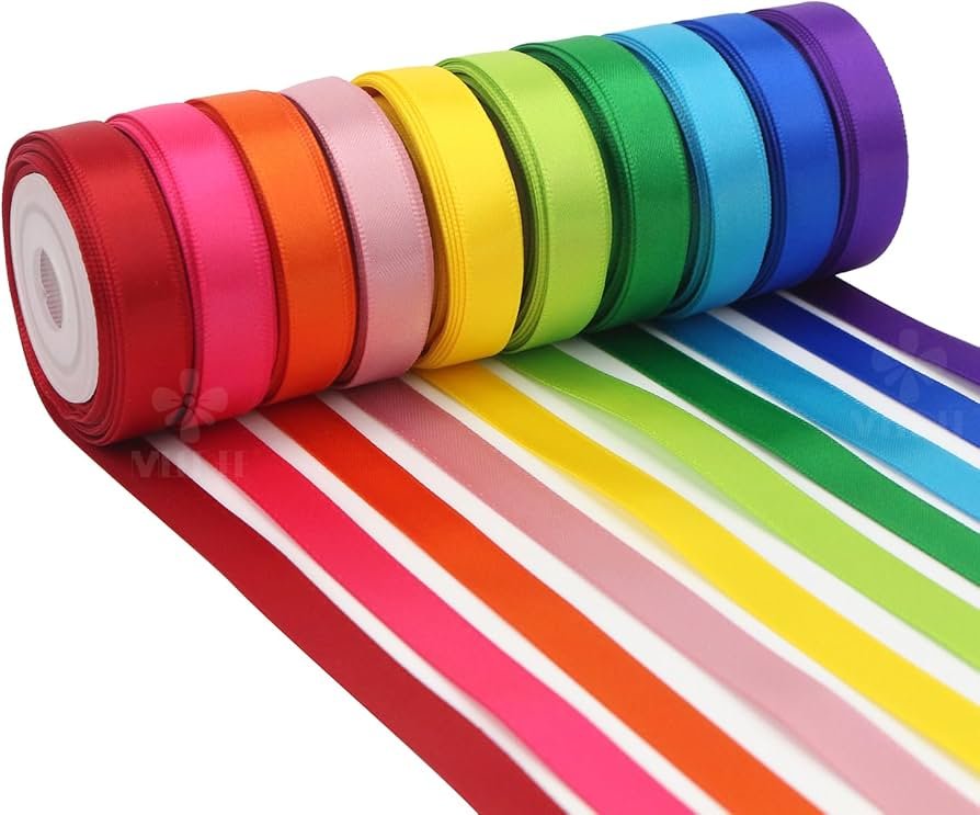 double face satin ribbon multicolor assortment pack