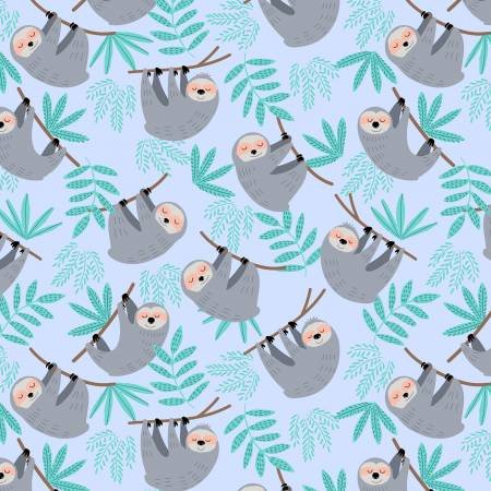 cozy flannel fabric with sleepy sloth print