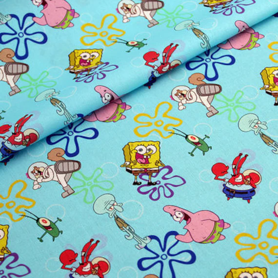 SpongeBob fleece fabric with characters