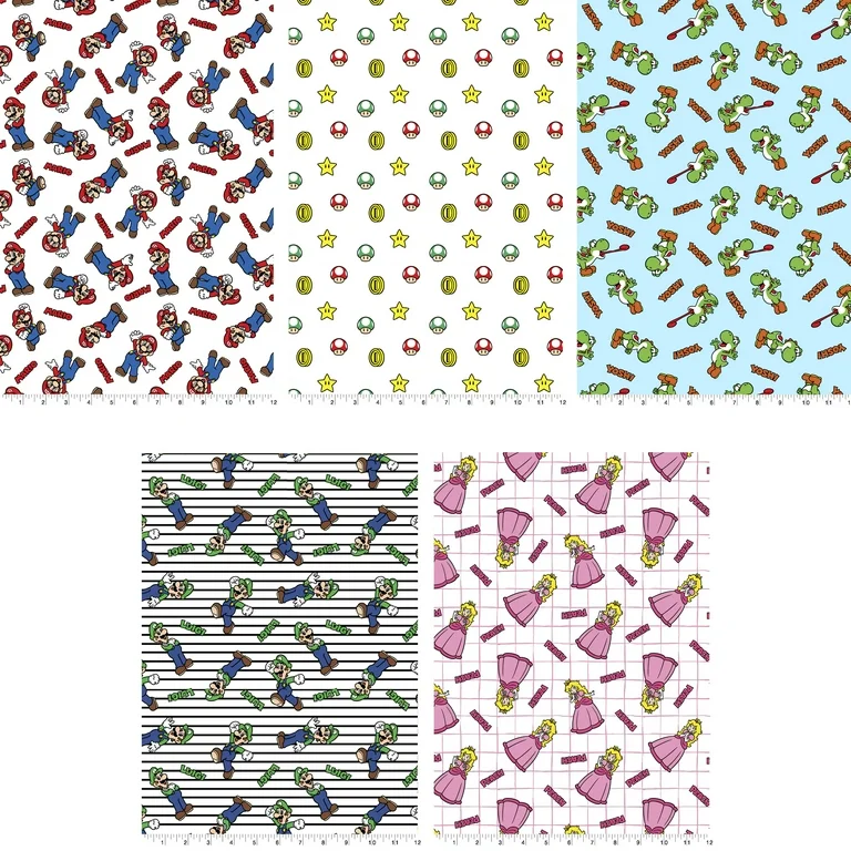 super mario cotton fabric fat quarter bundle
