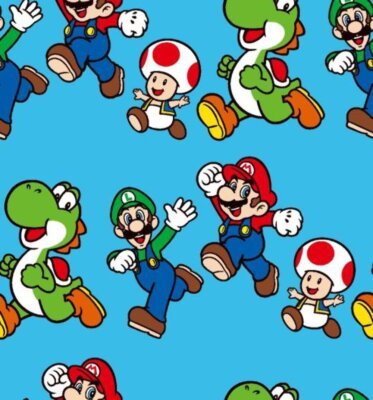 mario and friends jumping action fabric