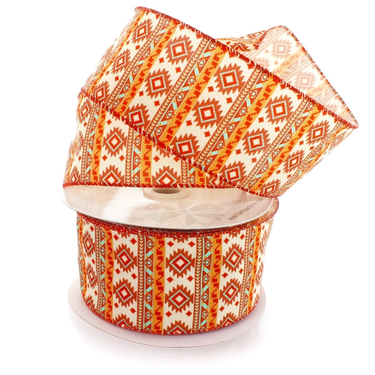 grosgrain ribbon with aztec print turquoise pattern