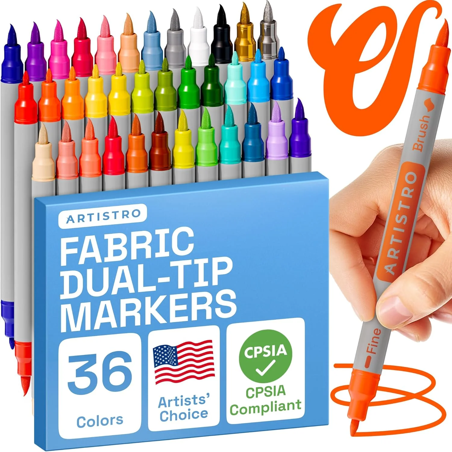 dual tip fabric paint pens marker set
