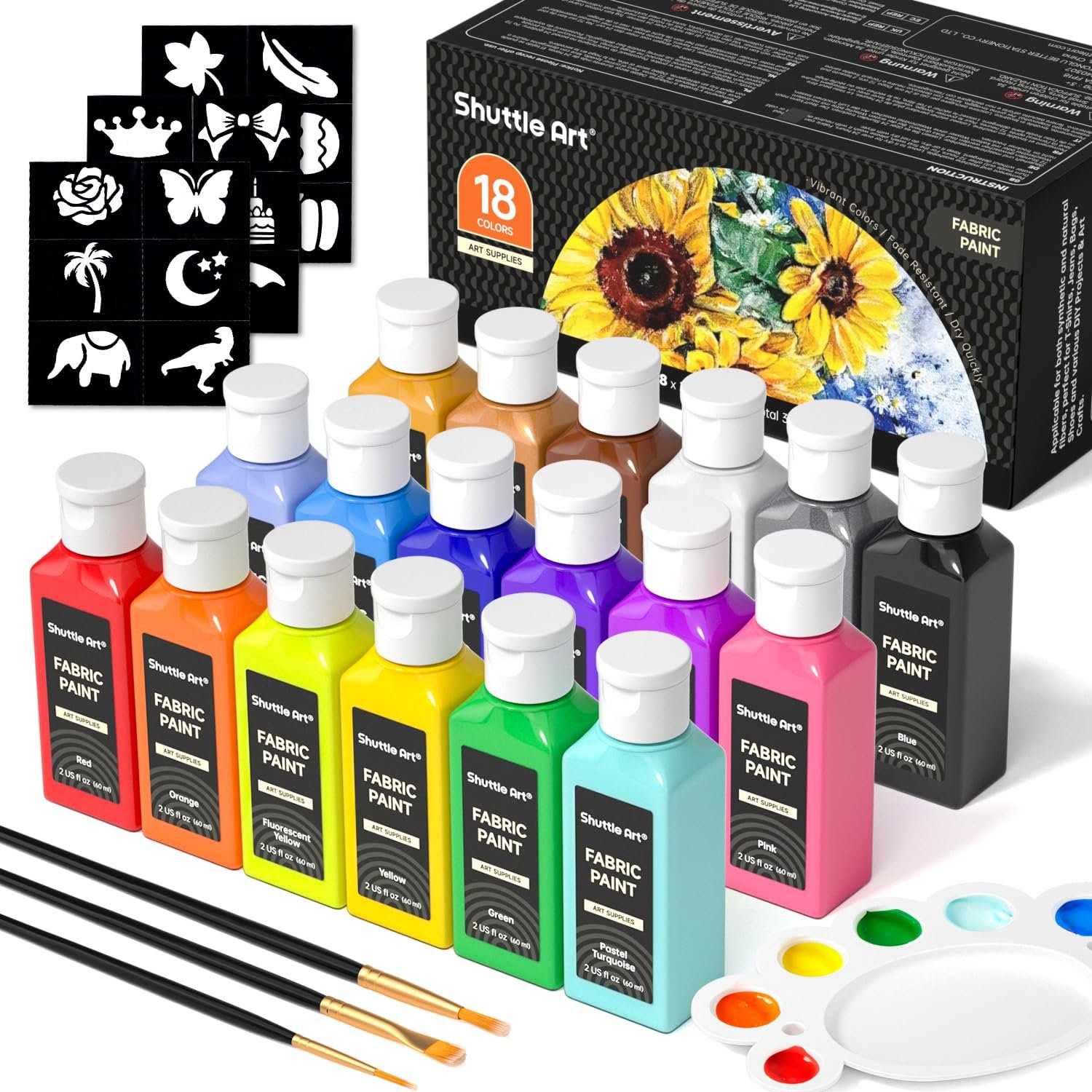 shuttle art fabric paint set for t-shirts
