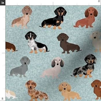 dachshund quilt fabric dog breed silhouette coordinates
